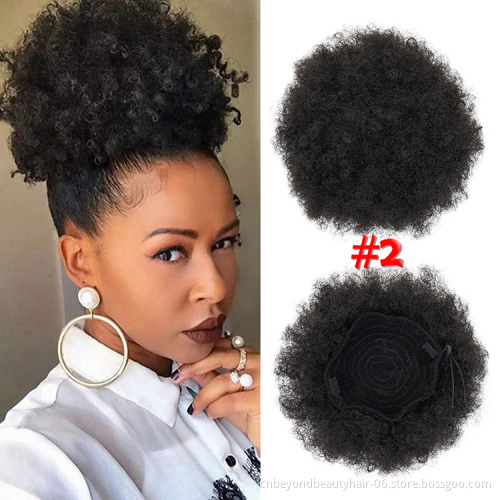 High Puff Afro Curly Chignon Ponytail Drawstring Synthetic Curly Hair Bun Made Of Synthetic Fiber